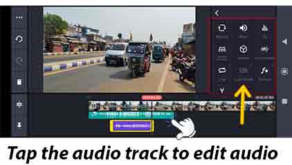 Tap the audio track to edit audio