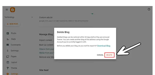 How to Delete Blogger Account