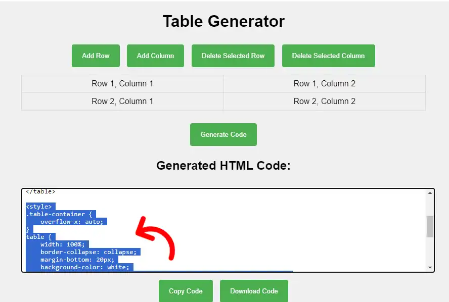 HTML Table Generator